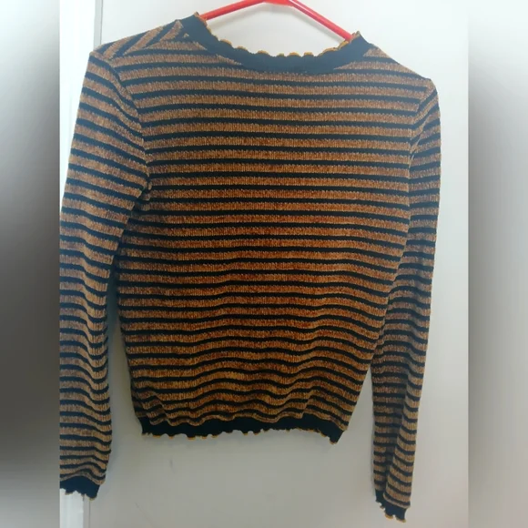Zara Striped Black and Brown Sweater - Picture 2 of 4